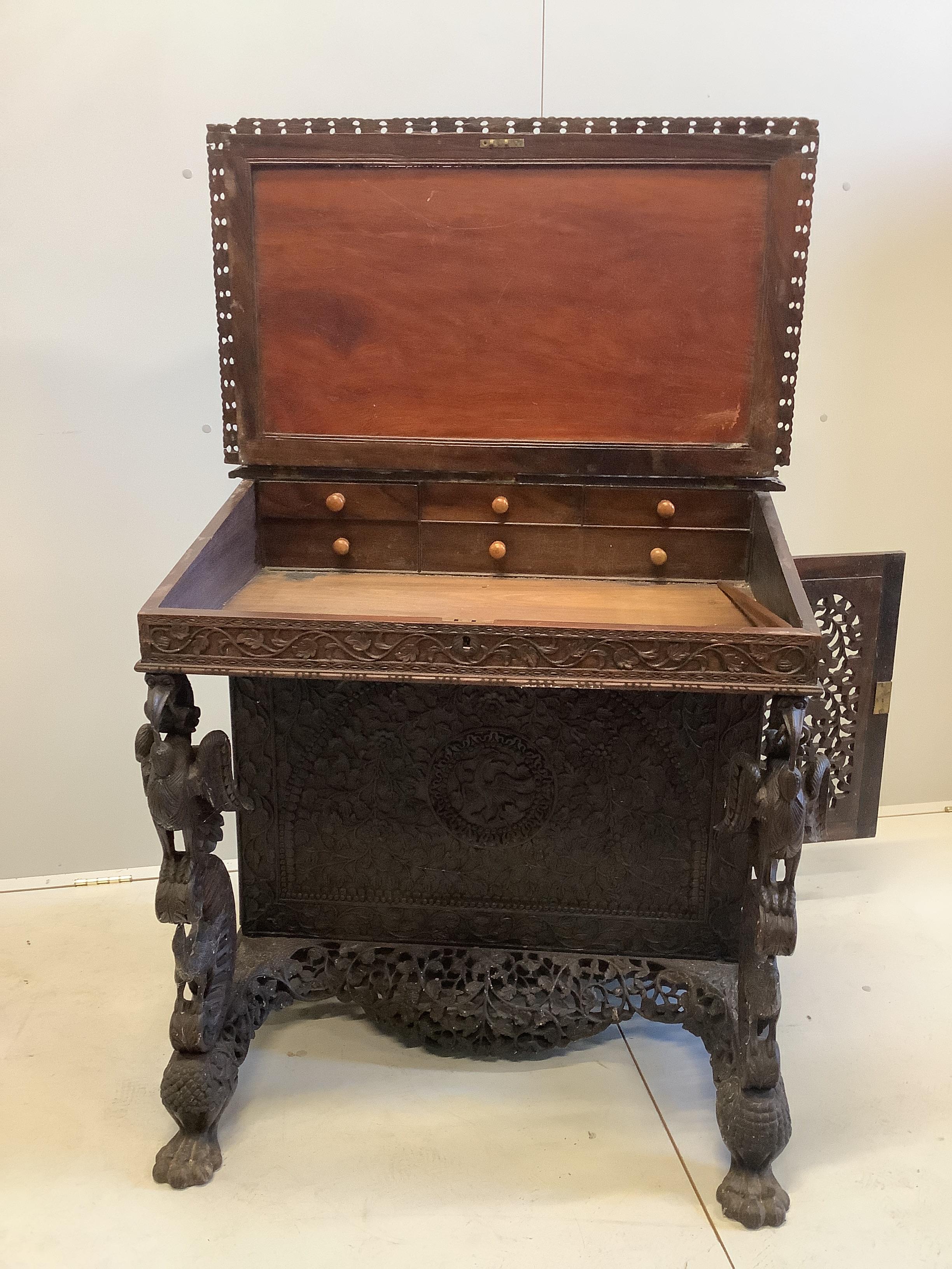 An Anglo Indian Davenport desk, width 86cm, depth 71cm, height 128cm